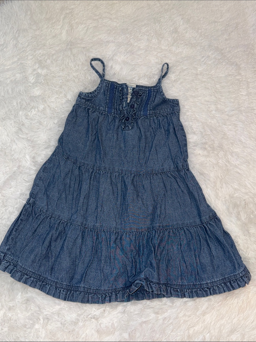 OshKosh B'gosh Blue Tiered Denim Sundress with Lace-Up Front